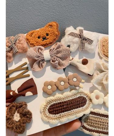 18pcs Flower Bear Bow Hair Clips Crochet Flower Hair Clips Bear Hair Bows Hair Accessories Women Hair Barrettes Hair Clip For Birthday Wedding Party - Buy Online on GoSupps.com