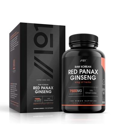 Panax Ginseng Extract 7500mg | High Strength Korean Red Ginseng | Rich in Ginsenosides R n Sh n 10:1 Extract 120 Vegan Capsules - No Additives Non-GMO Gluten Free.