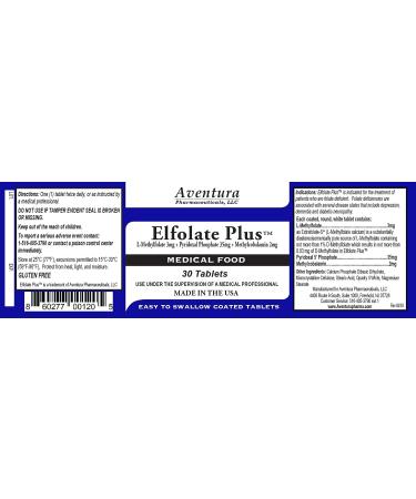 ELFOLATE Plus 3mg L-Methylfolate Methyl Folate Supplement - Professional Strength Medical Food Recommended by Doctors - 30 Tablets - Buy Online on GoSupps.com