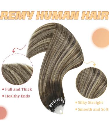 Youngsee Real Hair Microring Ombre Extensions 35cm - Dark Brown to Ash Blond Remy Micro Loop Hair | 1g 50g #4/18/4 - Buy Online on GoSupps.com