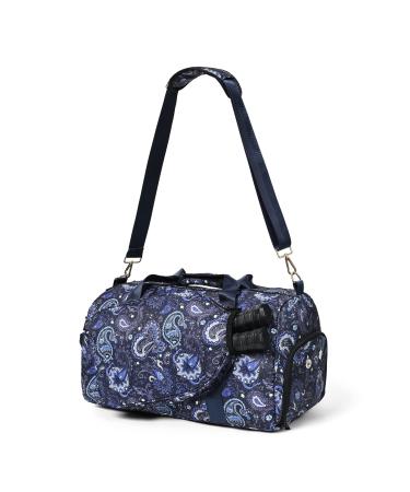 Boulder Bee | Premium Pickleball Bags | Pickleball Tote Bag for Women | Womens Hand/Shoulder Gym Bag w Water Bottle Holder | with Racquet/Paddle Holder Duffel Bag-Blue cashew flower