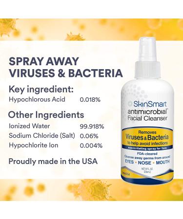 SkinSmart Antimicrobial Facial Cleanser Spray - 8 oz Hypochlorous Spray for Virus & Bacteria Protection, Fight Maskne - Buy Online on GoSupps.com