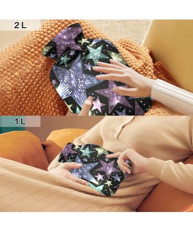 Holiday Shiny Sparkles 1L Hot Water Bottle with Cover - BPA Free Small Heat & Cold Compress for Pain Relief - Buy Online on GoSupps.com