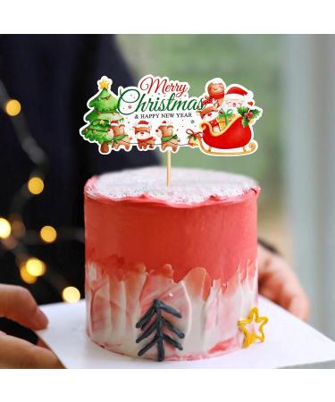 Blumomon 1Pcs Merry Christmas Cake Topper Xmas Cupcake Pick Decorations for Xmas Party New Year Ceremony Cake Cake Decor Party Supplies Christmas-1 - Buy Online on GoSupps.com