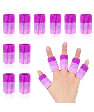 Fuyamp 10 Pcs Finger Compression Sleeves Support Breathable Finger Sleeve Protectors Thumb Brace Support for Finger Arthritis Swelling Finger Splint Compression Protector for Pain Relief Purple
