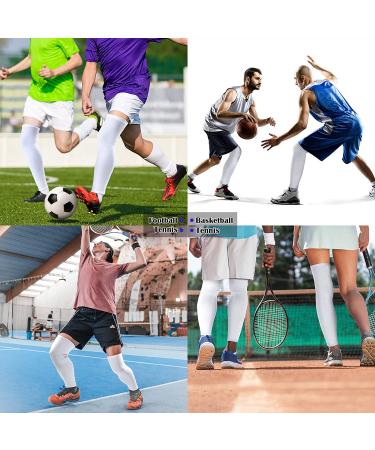 Compression Long Knee Sleeve - UV Protect - White - Men Women Basketball Football - Buy Online on GoSupps.com