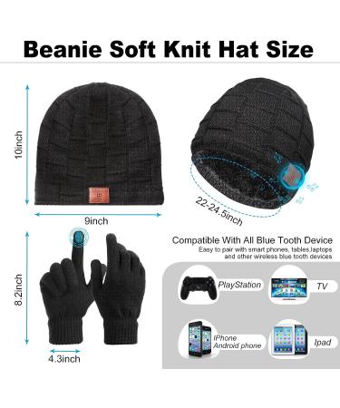 Bluetooth Beanie Set - 2 Wireless Bluetooth Hats + 2 Winter Touchscreen Gloves | Perfect Christmas Gift for Men, Women, Teens - Buy Online on GoSupps.com