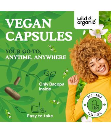 Wild & Organic Bacopa Capsules 600 mg - Brain Support - Natural Bacopa Monnieri Supplement - Brahmi Capsules - 90 Days of Supply - Vegan No Fillers Non-GMO - 90 Count 90 Count (Pack of 1) - Buy Online on GoSupps.com