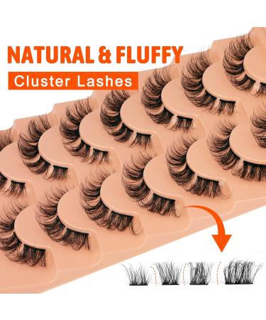 Cluster Natural Lashes D Curl Wispy Individual Strips False Eyelashes - Eefofnn DIY Lash Extensions Multipack - Buy Online on GoSupps.com