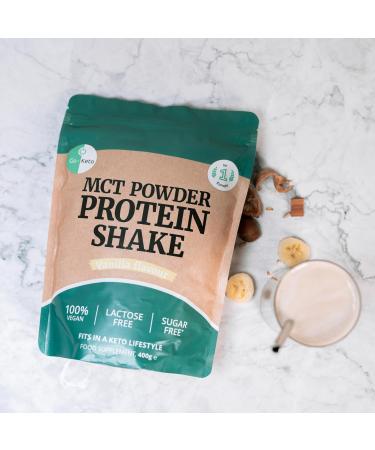Go-Keto MCT Vegan Protein Shake Vanilla Powder 400g | TCM Coconut Oil Keto Diet | Vegan Pea & Rice Protein Best Amino Acid Profile | Sugar & Lactose Free - Buy Online on GoSupps.com