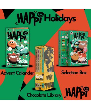 Happi Vegan Chocolate Gifts Oat Milk Chocolate Library - 4 x 80g Bar Vegan Chocolate Selection Box - Buy Online on GoSupps.com