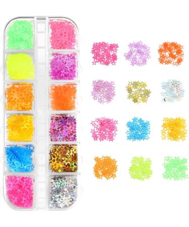 Flower Nails Flakes 12 Colors Nails Art Nail Sequins Nail Glitter Mix Color Fluorescent(02) - Buy Online on GoSupps.com