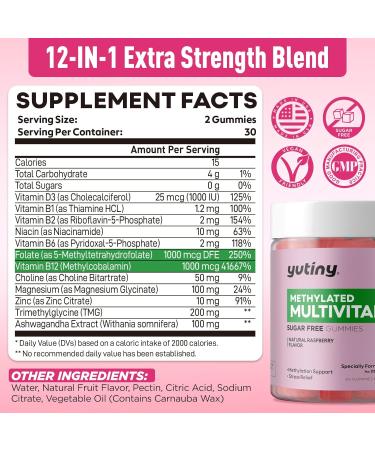 Yutiny Methylated Multivitamin 7g Prebiotic Fiber Gummies for Women - Buy Online on GoSupps.com