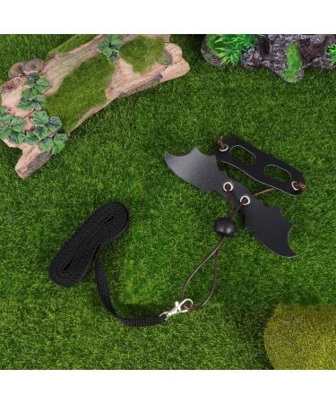 Adjustable Lizard Traction Rope & Leather Wings Leash - 3 Piece Pet Climbing Belt - Cool Black Training Accessory - Buy Online on GoSupps.com
