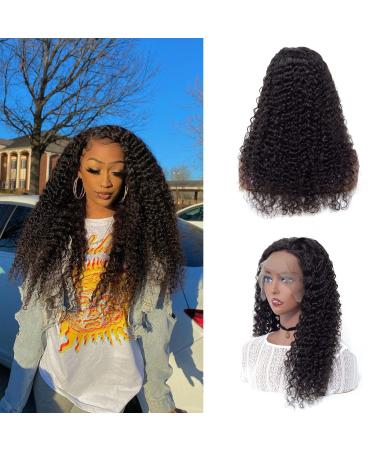 Deep Wave Frontal Wig Human Hair BLY 13x4 Transparent Lace Front Wigs for Black Women Pre Plucked Knots Bleached Glueless Wigs 150% Density Natural Black Color 28 Inch 28 Inch (Pack of 1) Natural Black