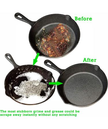 Buy Meeqiao Cast Iron Cleaner - Stainless Steel Chain Scrubber for Pans & Dutch Ovens | 10x10cm International Shipping - Buy Online on GoSupps.com