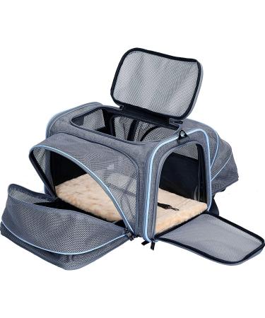 Petsfit Expandable Cat Carrier Airline Approved Portable Travel Washable Carrier - Light Grey (S 16x10x9) - Buy Online on GoSupps.com