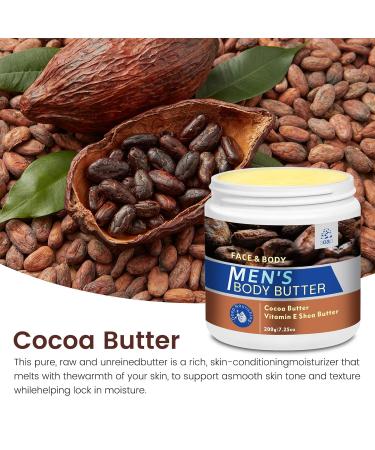 AOAO Cocoa Body Butter for Men, Skin Barrier Repair + Deep Nourishing with Shea Butter & Vitamin E, Body & Face Moisturizer for Extremely Dry Skin, Softens and Soothes, 200g/7.25 oz (Cocoa Butter-1) - Buy Online on GoSupps.com