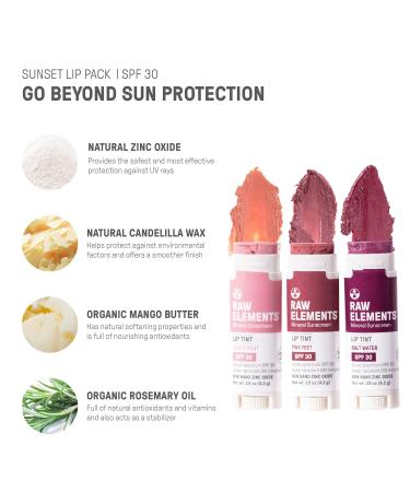 Raw Elements Tinted Lip Beach Pout Pink Feet Salt Water SPF 30 .15 oz Sunset Pack - Buy Online on GoSupps.com