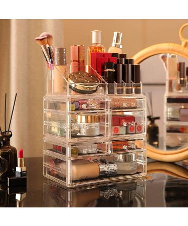 Cq acrylic Clear Makeup Organizer Set - Stackable Storage Case with 7 Drawers for Beauty Skincare, Jewelry and Hair Accessories - Medium Size, Set of 3 - Buy Online on GoSupps.com