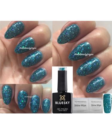 Bluesky Nail Gel Polish BLUE GLITTER Turquoise TEAL Blue Green Multi Glitter BLZ10 UV LED Soak Off 10ml Christmas