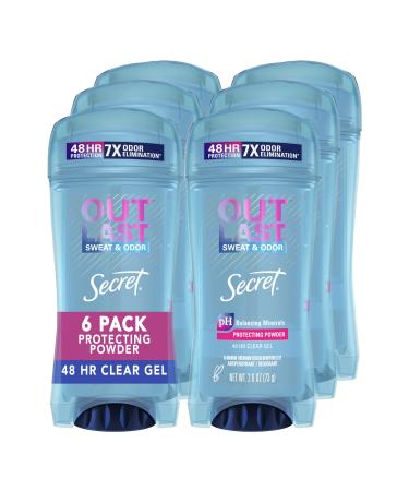 Secret Antiperspirant Deodorant for Women, Protecting Powder Scent, Clear Gel, Outlast Xtend, 2.6 Oz (Pack of 6) (Packaging May Vary) 2.6 Ounce (Pack of 6)