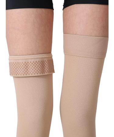 Thigh High Compression Stockings - Firm 20-30mmHg Support, Silicone Band, Best for Veins & Swelling - Beige, Size M - Buy Online on GoSupps.com