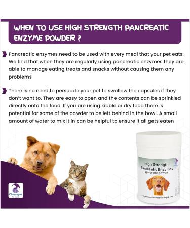 High Strength Pancreatic Enzyme Powder for Dogs & Cats by Chemeyes - Digestive Enzyme Supplement with Amylase Protease & Lipase - Pancreatin Supports Normal Digestion and Healthy Weight - 250g 250 g (Pack of 1) - Buy Online on GoSupps.com