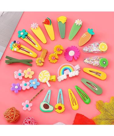 Emisscol 24 Pcs Hair Clips for Girls | Cute Fashion Baby Girl Hair Accessories | Flower & Fruit Set Hair Pins for Kids, Teens & Toddlers - Buy Online on GoSupps.com