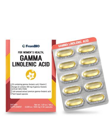 FromBIO for Women's Health, Gamma Linolenic Acid, 300mg of Gamma-Linolenic Acid from Borage Oil and Vitamin E per Serving (60 Capsules)