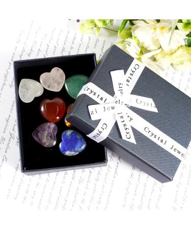 Soulnioi 7 Chakra Heart Stones Set - Natural Healing Gemstones for Reiki Meditation and Home Decor - Buy Online on GoSupps.com