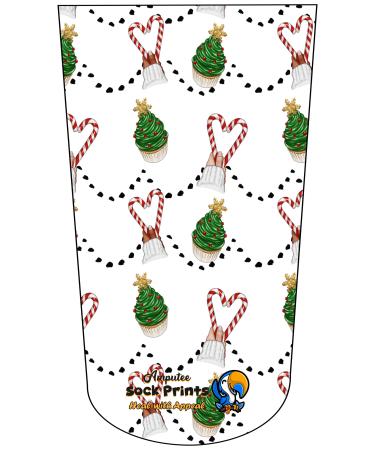 Amputee Stump Sock Christmas Candy Cane Hearts 3Ply Stump Sock