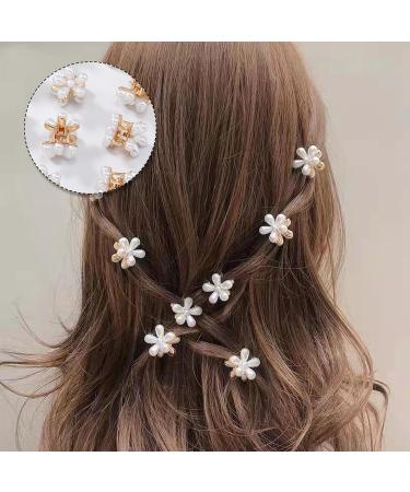 Small Hair Clips Mini Pearl Claw Clip 15 Pcs Small Flower Hair Bangs Clips White Wedding Hair Accessories for Women Girls Brides - Buy Online on GoSupps.com