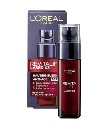 L'Or al Paris Revitalift Laser X3 Anti-Aging Eye Cream & Facial Serum Bundle - 3-Fold Effect Hyaluronic Acid 15ml + 30ml for Youthful Skin - Buy Online on GoSupps.com
