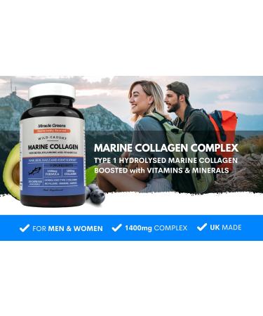 Marine Collagen 1400mg Capsules with Biotin, Hyaluronic Acid, Vitamin C & E for Skin, Hair & Joints | Type 1 Collagen from Sustainable North Sea Fish - Buy Online on GoSupps.com