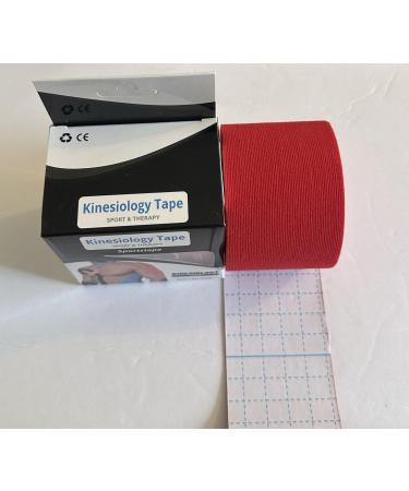 Cotton Kinesiology Tape 1 Roll Waterproof Breathable Tape Sports Kinesiology Tape. Self Adhesive Athletic Tape for Pain Relief Latex-Free Red.