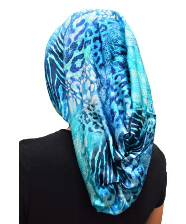 100% Mulberry Silk Hair Scarf 3 sizes to choose from 15  18  25 Luxury Sleep Bonnet Cap Scarf for Natural Hair  Dreads  Braids (Long 18  Blue) Long 18 Blue