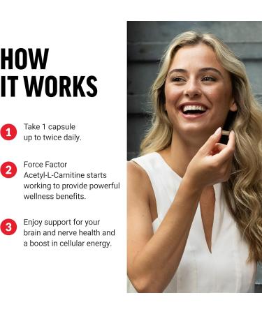 Force Factor Acetyl L-Carnitine - Premium Brain & Nerve Support Supplement | 500mg Vegan Non-GMO 100 Capsules - Buy Online on GoSupps.com