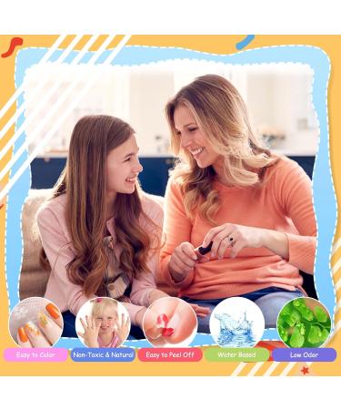 ETYJO 12 Candy Colors Non-Toxic Peel-Off Kids Nail Polish Set with Flower Stickers - Quick Dry Water-Based Varnish, Perfect Gift for Teenage Girls 3+ - B-Candy - Buy Online on GoSupps.com