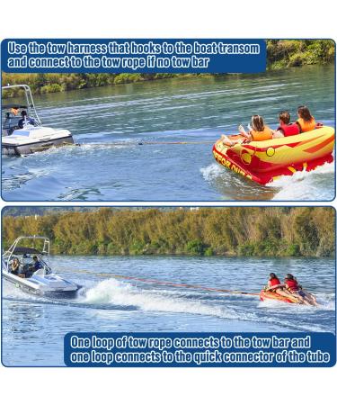 Affordura 4-Section Boat Tow Rope for Tubing | Tube Ropes with Storage Bag & Rope Keeper | Red | 1-4 Rider - Buy Online on GoSupps.com