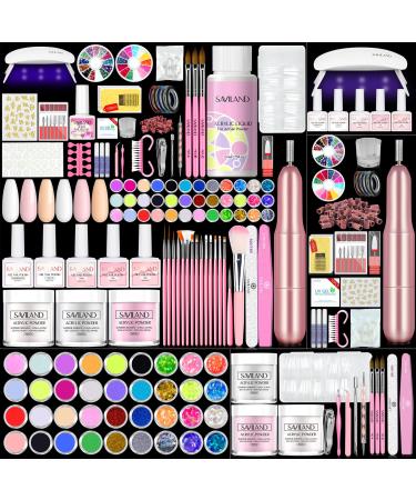 Saviland Nail Kit Set Professional Acrylic with Everything: Acrylic Powder and Acrylic Liquid Nail Drill Gel Nail Polish Nails Tips and Glue Gel Kit Acrylic Nail Kit for Beginners Home DIY Salon Acrylic Nail Kit-4
