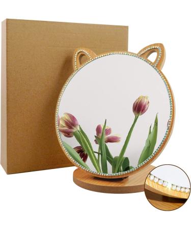 Louphee Cute Cat Vanity Makeup Mirror with Crystal Rhinestone Diamond - 6.7 Inch - Buy Online on GoSupps.com