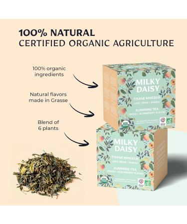 Milky Daisy - Organic Slimming Herbal Tea - Elderberry Peach Flavor - Draining and Slimming - 40 Sachets - Buy Online on GoSupps.com