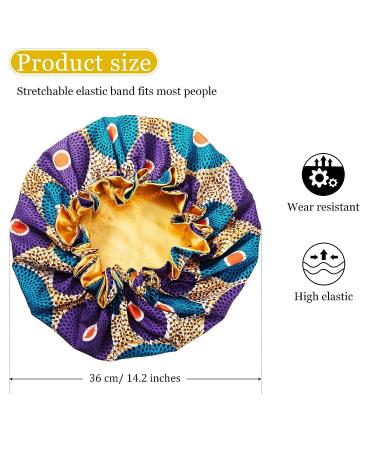 2-Piece African Silky Satin Sleep Bonnet Set for Curly Hair | Adjustable Caps for Girls & Women | Retro Patterns | Black - Buy Online on GoSupps.com