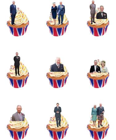 36 Stand Up King Charles & Camilla Edible Wafer Paper Cake Toppers Decorations - Buy Online on GoSupps.com