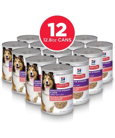 Hill's Science Diet Adult Sensitive Stomach & Skin Canned Dog Food 12.8 oz 12 Pack wet dog food & Senior 7+ Canned Dog Food Savory Stew - Buy Online on GoSupps.com