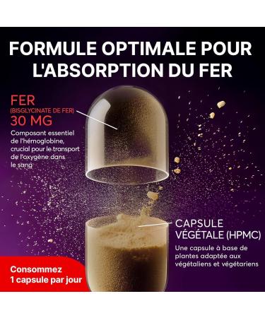 Fer Bisglycinate 30 mg Haute Absorption & Formule Douce 120 G lules V ganes D velopp aux Pays-Bas & Test en Laboratoire de l UE Fer Compl ment Alimentaire Premium (1 Pack) - Buy Online on GoSupps.com