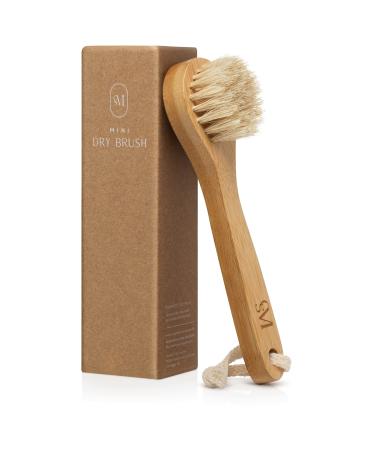 CSM Mini Dry Brush - Natural Bristle Small Body Brush  Exfoliating Facial Cleansing Brush for Soft Skin and Other Sensitive Areas Like Your Neck  Chest  and Nails