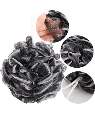 Long Handle Shower Sponge with Back Scrubber Brush, 2 Body Wash Puffs - Black Loofah Bath Sponges for Exfoliation | Men, Women, Elderly - Buy Online on GoSupps.com