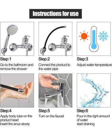 Shower Enema System with On/Off Switch - Reusable Portable Douche Kit for Men & Women - Compatible with Most Shower Systems - ABS Black - Buy Online on GoSupps.com